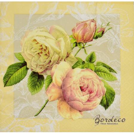 Serwetka do decoupage firmy HOME FASHION róża 33x33cm